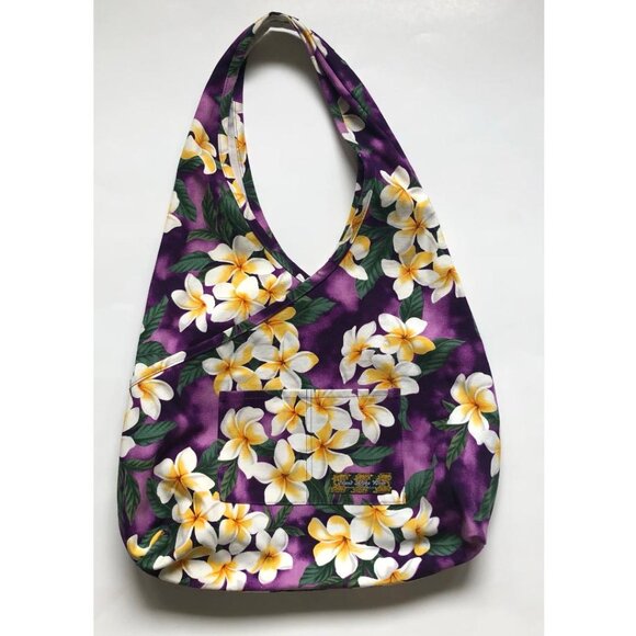 Island Aloha Wear Handbags - NWOT, Island Aloha Wear, Purple w/Tropical Floral, Cloth, Hobo/Beach/Tote Bag
